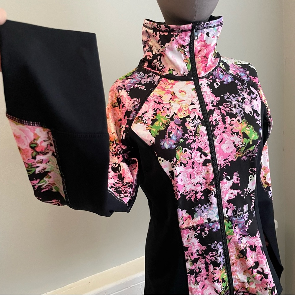 Cynthia Rowley color-block floral zip up jacket
